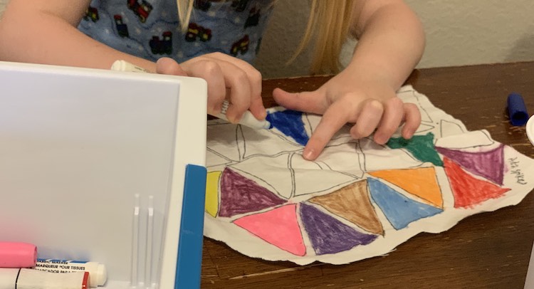 Ada loved coloring each piece using the fabric markers she hadn't gotten to use before now.