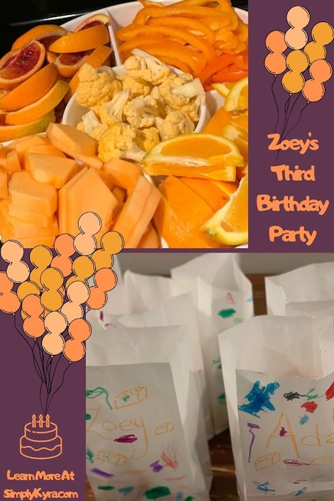 Pinterest collage of images from Zoey's third birthday party.