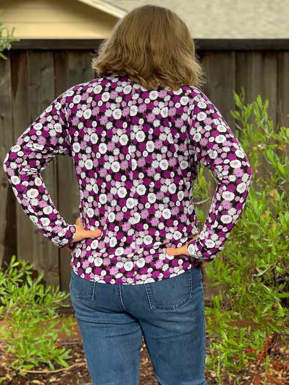 Back view of the long sleeved top.