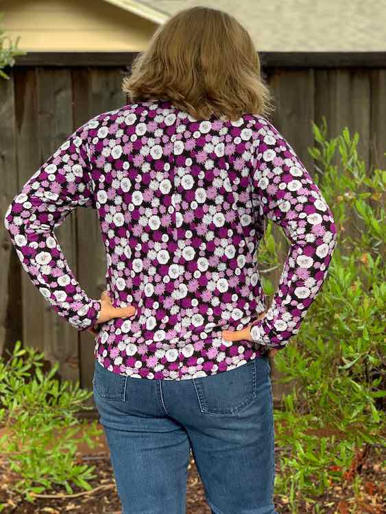 Back view of the long sleeved top.