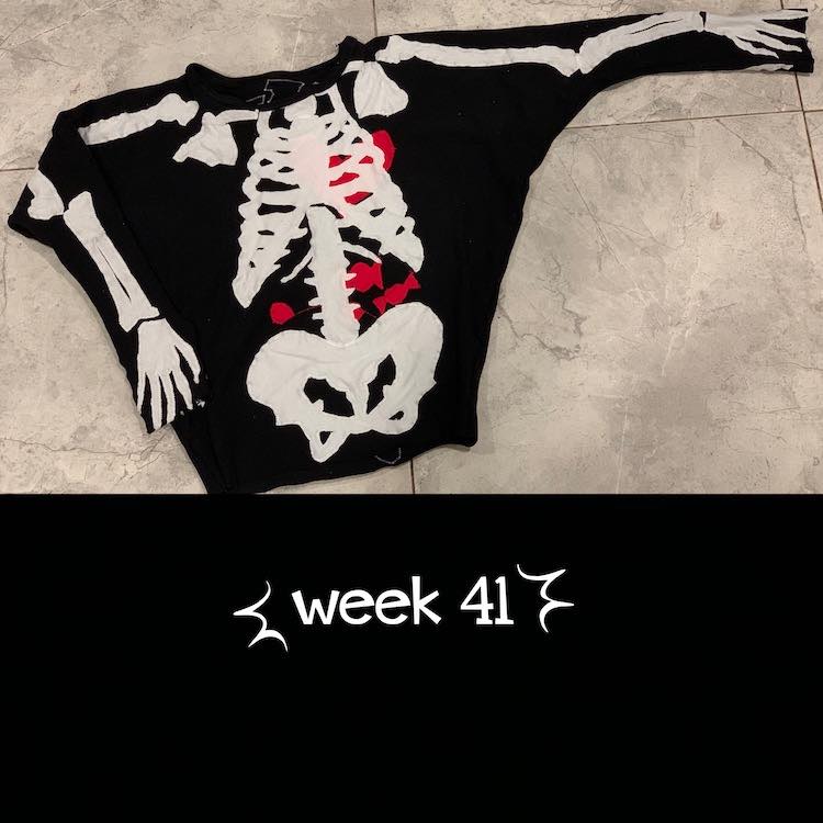 Front of the finished skeleton batwing top.