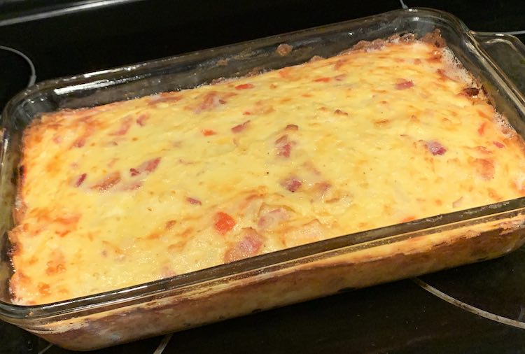 Same casserole as before but this time the top edges are browned.