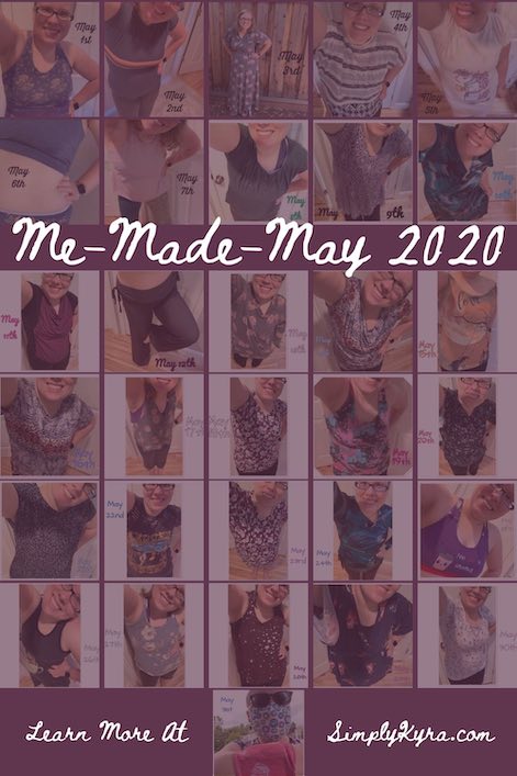 Pinterest collage image showing all thirty-one days of outfits, with a partially transparent purple overlay, along with the title and URL of my homepage.