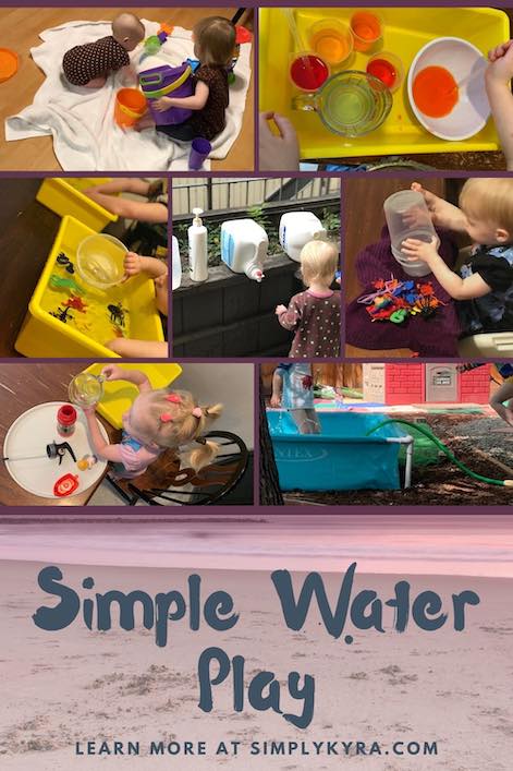 Pinterest image showing several forms of water play, all taken from below. The bottom of the image shows a sandy ocean, free image from Canva, with the title of the blog post and my URL overtop. 