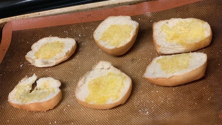 The finished baked buns with the butter melted into them. 