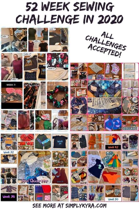 Pinterest image showing my blog's title, the text "All challenges accepted!", my main URL, and all four quarterly collages. 