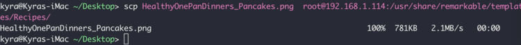 Image is a screenshot of my terminal after I uploaded the HealthyOnePanDinners_Pancakes.png image file. 