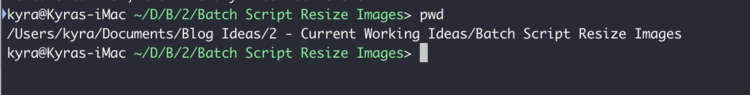 Image is a screenshot of my terminal after I typed in "pwd" with the results of the full pathway shown below. 