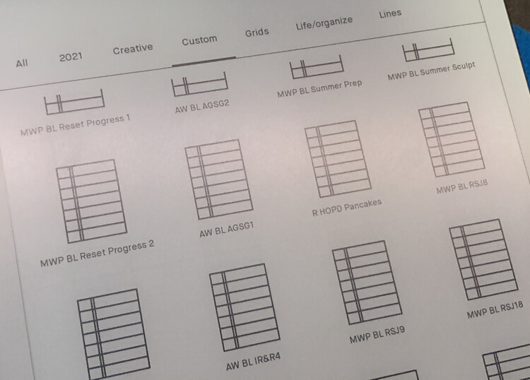 Image shows the some of the many available templates on the reMarkable. 