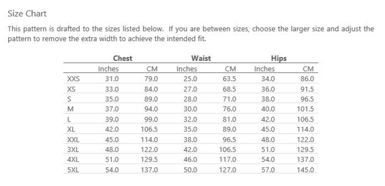 Image shows the size chart for the ladies' Toronto Tee.