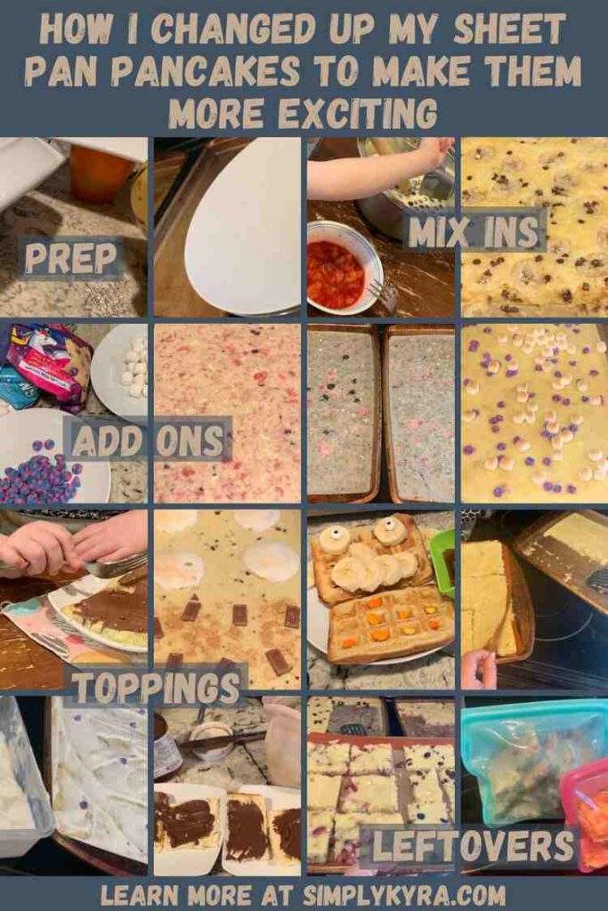 Pinterest Image containing the blog post's title, my main URL, and between the two a grid of sixteen photos. There's text overlay saying prep, mix ins, add ons, toppings, and leftovers. 