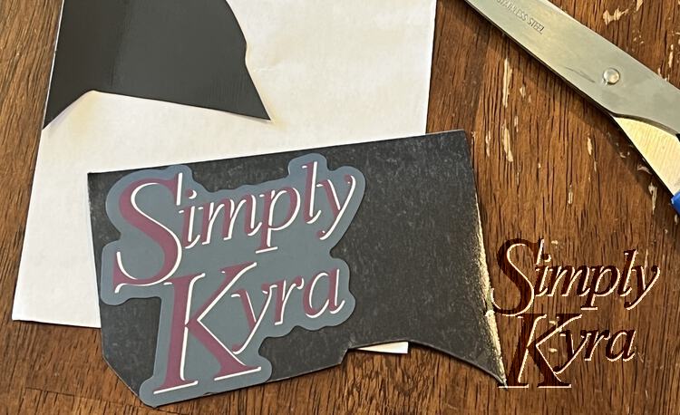 Image shows the magnetic sheet with the SimplyKyra sticker on the left side. 