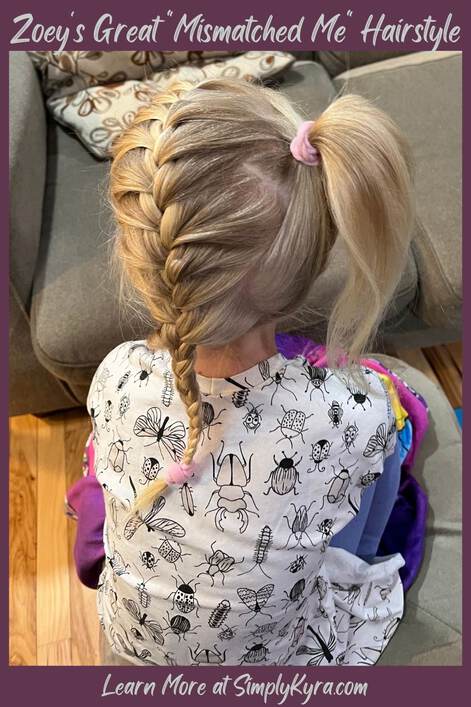 Pinterest-geared image displaying the post's title, my main URL, and an image showing the back of Zoey's finished hairstyle. Image can also be found below. t