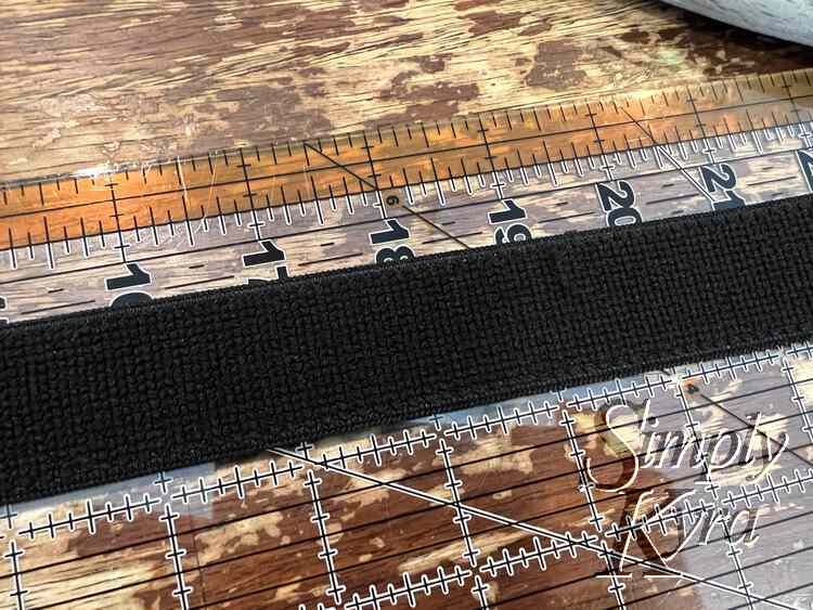 Image shows the plush elastic laid out on a quilting ruler.