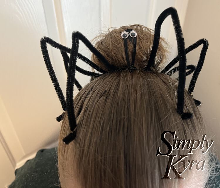 Cute Spider Bun Hair Tutorial for Halloween - Stylish Life for Moms